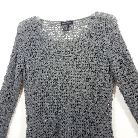 Nomadic Traders charcoal gray sheer chunky Asym sweater S/M - Picture 2 of 8